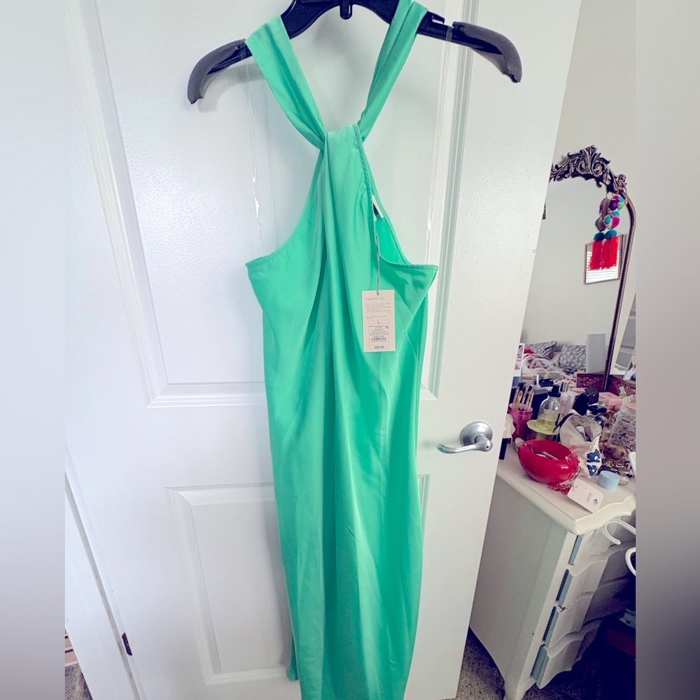 Elegant Green Halter Dress